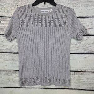 Alfred Dunner PS Silver Metallic Knit Short Sleeve Top